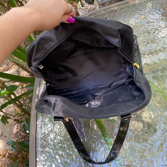 Joy Mangano Clothes It All Black Nylon and Gold Hardware Mini Weekender NWT - Picture 8 of 16